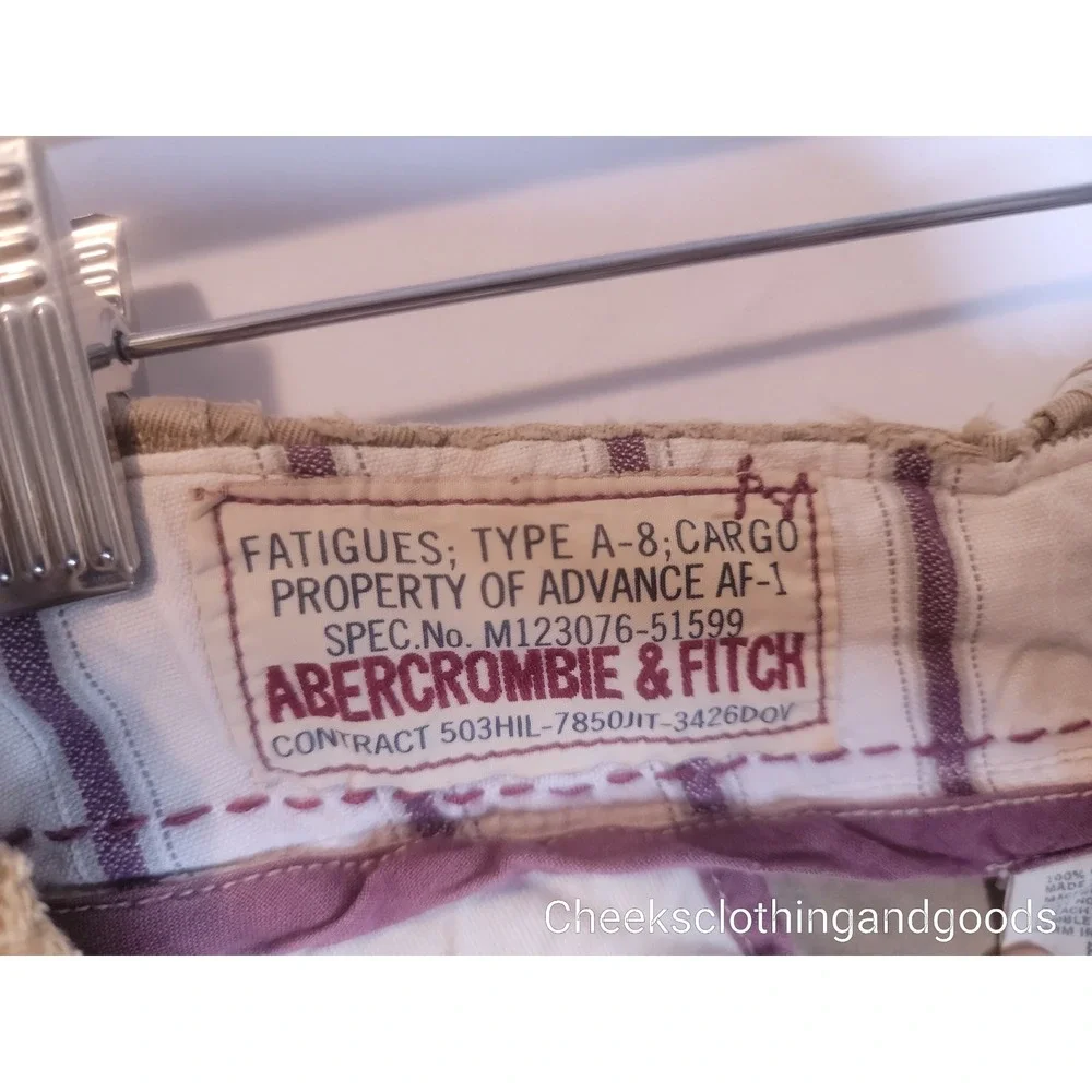 Abercrombie & Fitch Cargo Shorts Mens size 34 Khaki Y2K Vtg Paratrooper Utility